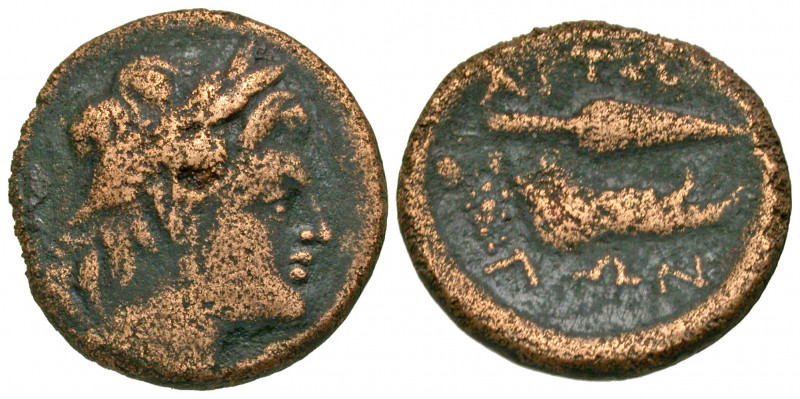 Aitolia, Aitolian League. 290-220 B.C. AE hemiobol (19.2 mm, 4.58 g, 3 h). Laure...