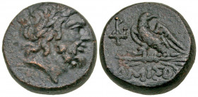 Pontos, Amisos. Time of Mithradates VI Eupator, ca. 95-90 B.C. AE 19 (19.3 mm, 9.18 g, 12 h). Laureate head of Zeus right / AMIΣΟΥ, eagle with open wi...