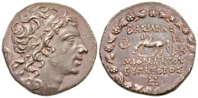 Pontic Kingdom. Mithradates VI. 120-63 B.C. AR tetradrachm (30 mm, 16.82 g, 1 h). Pergamum mint, dated year ΙΣ = 210 B.C. and month Η Diademed head of...