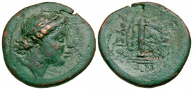 Bithynian Kingdom. Prusias I. 238-183 B.C. AE 18 (20.7 mm, 3.77 g, 12 h). Laureate head of Apollo right, quiver over shoulder / [ΒΑ]ΣΙΛΕΩΣ / ΠΡΥΣΙΟΥ ,...
