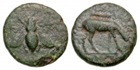 Ionia, Ephesos. Civic issue. 280-258 B.C. AE 17 tetrachalkon (17.2 mm, 3.80 g, 12 h). NANΘIA (?) magistrate. [A] - [B] to left and right of bee, all w...
