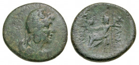 Phrygia, Philomelion. Civic issue. Ca. 133 B.C. AE 23 (22.6 mm, 6.51 g, 1 h). Skythino-, magistrate. Laureate and draped bust of Mên right, wearing Ph...
