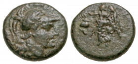 Pamphylia, Side. Civic issue. ca. 200-36 B.C. AE 15 (15.2 mm, 3.52 g, 1 h). �, Helmeted head of Athena right / [ΣΙΔΗΤΩΝ] (?), [ethnic - if present? - ...