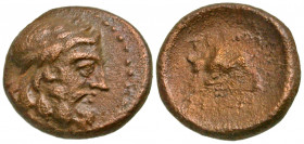 Pisidia, Termessos. 1st century B.C. AE 14 (13.8 mm, 2.08 g, 12 h). Laureate head of Zeus right / TEMPH-ΣEΩN, bull butting left. SNG France 2097; cf. ...