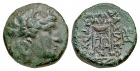 Seleukid Kingdom. Antiochos II Theos. 261-246 B.C. AE 19 (18.9 mm, 3.29 g, 12 h). Sardes mint. Laureate head of Apollo right / BA&Sigma;&Iota;&Lambda;...
