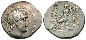 Seleukid Kingdom. Demetrios II Nikator. First reign, 146-138 B.C. AR tetradrachm (27.8 mm, 16.33 g, 1 h). Seleukeia on the Tigris mint. Diademed head ...