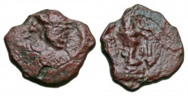 Hephthalites, Alchon Huns. 5th Century-6th Century AE (11.2 mm, .47 g). Sasasanian-style bust right with eagle headdress / Fire-alter. Fine.