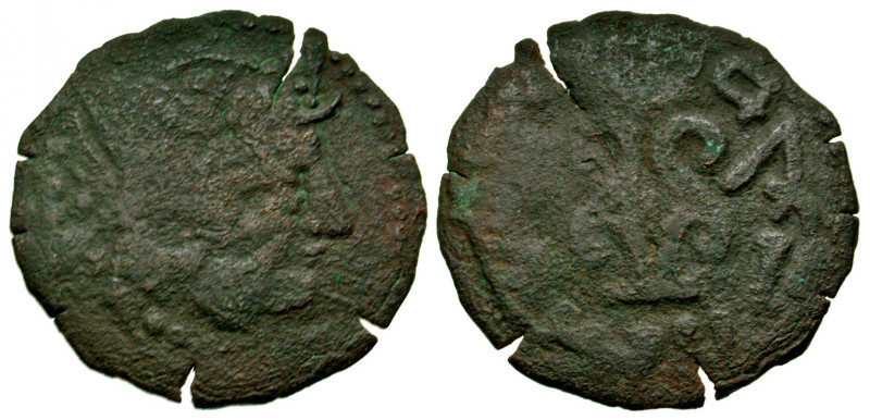 Khwarezmia. Azkatwar I. Early 8th Century A.D AE drachm (26 mm, 4.29 g, 1 h). Cr...
