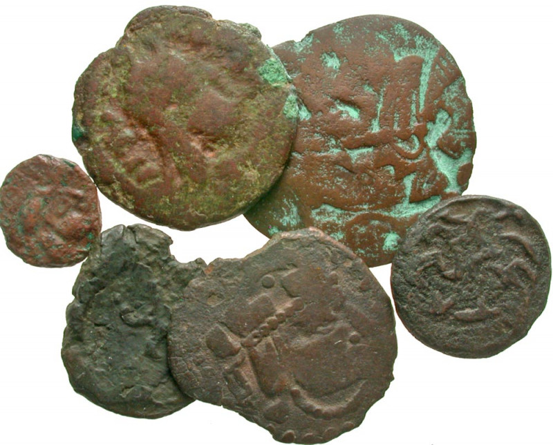 Khwarezmia. Khwarezm. Lot of six (6) bronze coins. Ca. 3rd to 8th Cent A.D. Vari...