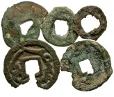 Sogdiana. Group of 5 Sogdian bronze coins. Broken/chipped but a very interesting study group!.