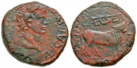 Tarraconensis, Hispania Citerior. Turiaso. Tiberius. A.D. 14-37. AE 27 (27.4 mm, 10.78 g, 7 h). Romano-Celtiberian coinages. C Caecilius Sere M Valeri...