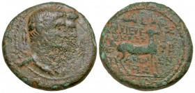 Ionia, Ephesus. Augustus. 27 B.C.-A.D. 14 AE 21 (21.3 mm, 6.92 g, 11 h). Asklas, archiereus, with Pammenes, magistrate. Jugate busts of Augustus, laur...
