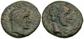 Pamphylia, Sillyum. Uncertain emperor. First century A.D. AE 17 (17.1 mm, 3.68 g, 6 h). Laureate head right; K before / ΙΛΛΥΕΩΝ, laureate head of Apol...