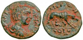 Pisidia, Antiochia. Geta. As Caesar, A.D. 198-209. AE 17 (17.2 mm, 2.73 g, 7 h). Struck ca. A.D. 202. P SEPT GETA C, bare-headed, draped and cuirassed...