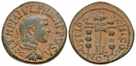 Pisidia, Antiochia. Philip I. A.D. 244-249. AE 25 (25 mm, 11.05 g, 1 h). Struck ca. A.D. 245-7. IMP M IVL PHILIPPVS A, radiate, draped and cuirassed b...