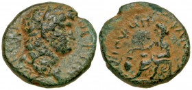 Cilicia, Anazarbus. Nero. A.D. 54-68. AE hemiassarion (15.7 mm, 3.23 g, 12 h). Dated CY 68 = A.D. 67/8. ΝЄΡΩΝ ΚΑΙ ΑΡ, laureate head of Nero right, C/M...