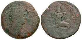 Egypt, Alexandria. Trajan. A.D. 98-117. AE drachm (32.7 mm, 15.57 g, 12 h). Ca. A.D. 110-111 (Yr 14). Laureate bust of Trajan right, wearing aegis on ...
