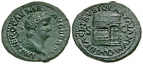 Nero. A.D. 54-68. AE as (29 mm, 11.12 g, 6 h). Rome mint, struck ca. A.D. 66. IMP NERO CAESAR AVG GERM, laureate head right / PACE P R VBIQ PARTA IANV...
