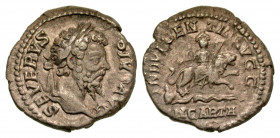 Septimius Severus. A.D. 193-211. AR denarius (18.6 mm, 2.55 g, 1 h). Rome mint, struck A.D. 203. SEVERVS PIVS AVG, laureate head of Septimius Severus ...