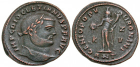 Diocletian. A.D. 284-305. BI follis (26.7 mm, 8.39 g, 1 h). Antioch mint, struck A.D. 299-301. IMP C DIOCLETIANVS P F AVG, laureate head of Diocletian...