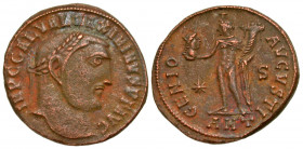 Galerius. A.D. 305-311. BI follis (21.8 mm, 5.10 g, 5 h). Antioch mint, struck A.D. 312. IMP C GAL VAL MAXIMIANVS P F AVG, laureate head of Galerius r...