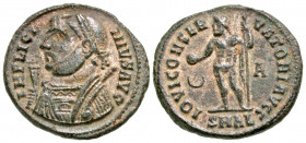 Licinius I. A.D. 308-324. BI follis (19.6 mm, 3.76 g, 11 h). Alexandria mint, Struck A.D. 317-318. IMP LICI-NIVS AVG, laureate bust of Licinius I left...