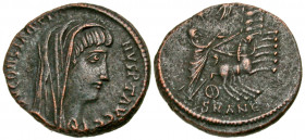 Divus Constantine I. Died A.D. 337. BI centenionalis (15.8 mm, 1.93 g, 6 h). Antioch mint, Struck A.D. 337-340. DV CONSTANTI-NVS PT AVGG, Constantine?...