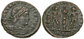 Constantine II. As Caesar, A.D. 317-337. BI centenionalis (15.9 mm, 1.94 g, 1 h). Antioch mint, Struck A.D.336-337. CONSTANTINVS IVN NOB C, laureate, ...