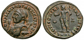 Constantine II. As Caesar, A.D. 317-337. BI reduced follis (19.3 mm, 2.89 g, 12 h). Alexandria mint, Struck A.D. 317-318. D N FL CL CONSTANTINVS NOB C...