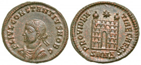 Constantius II. As Caesar, A.D. 324-337. BI centenionalis (19.7 mm, 3.18 g, 6 h). Nicomedia mint, Struck A.D. 324-325. FL IVL CONSTANTIVS NOB C, laure...