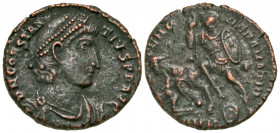 Constantius II. A.D. 337-361. AE reduced majorina (15.5 mm, 2.06 g, 12 h). Cyzicus mint, Struck A.D. 351-354. D N CONSTAN-TIVS P F AVG, diademed, drap...