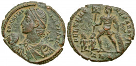 Constantius II. A.D. 337-361. BI light majorina (21.8 mm, 3.24 g, 5 h). Antioch mint, Struck A.D. 348-351. D N CONSTAN-TIVS P F AVG, diademed, draped ...