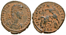 Constantius II. A.D. 337-361. BI heavy majorina (24.5 mm, 5.49 g, 11 h). Antioch mint, Struck A.D. 351-352. D N CONSTAN-TIVS P F AVG, diademed, draped...