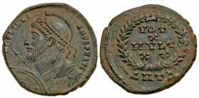 Julian II. A.D. 360-363. BI centenionalis (19.6 mm, 3.19 g, 5 h). Antioch mint, Struck A.D. 363. FL CL IVLI-ANVS P F AVG, armored bust of Julian left ...