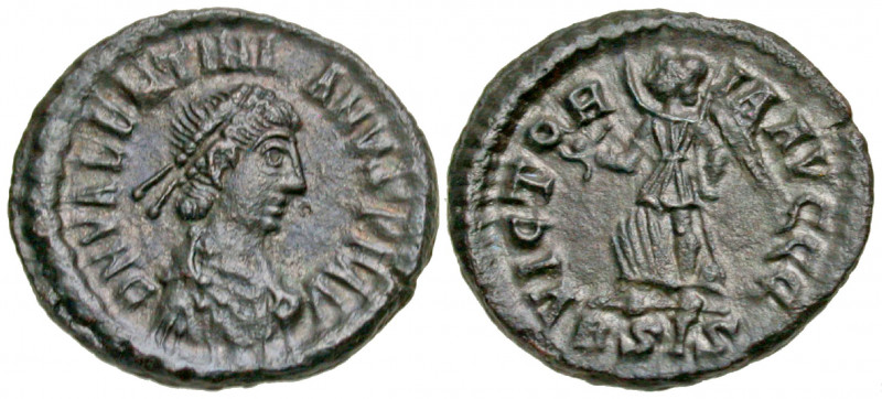 Valentinian II. A.D. 375-392. AE half-centenionalis (13.7 mm, 1.10 g, 7 h). Cyzi...