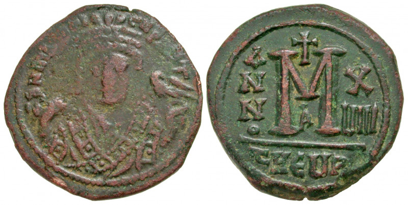 Maurice Tiberius. 582-602. AE follis (28.4 mm, 10.62 g, 6 h). Antioch/Theupolis ...