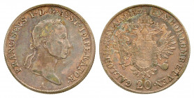 Austria. Franz II. 1792-1835. 20 Kreuzer. 1832A. Laureate bust of Frantz right, ribbons on wreath behind neck / Crowned imperial double eagle. KM 2147...