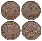 Haiti. Group of 2 coins of Haiti. 2 Centimes 1881 / 5 centimes 1863.