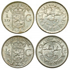 Netherlands East Indies. Group lot of 2 coins. Group lot of 2 coins. 1/4 Gulden 1945S / 1/10 gulden 1941S.