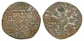Netherlands. Philip II. 1556-1598. BI 1/20 ecu (25.1 mm, 2.98 g). Artois mint, 1586-90. DeMay 106. Fine.