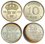 Sweden. Group lot of 2 coins. Group lot of 2 coins of Sweden. 10 Ore 1929 / 25 Ore 1940.