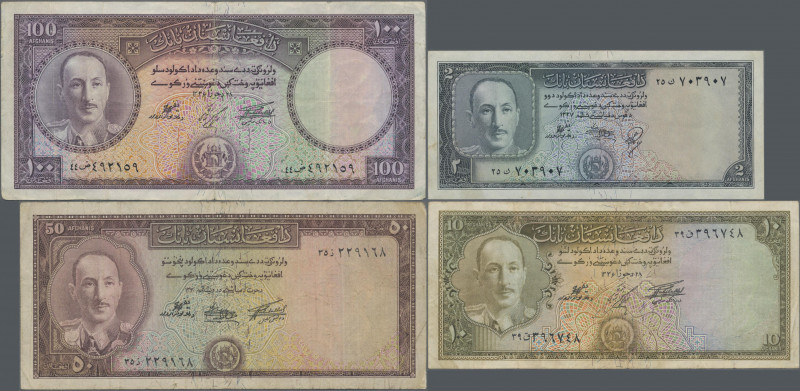 Afghanistan: Set with 11 banknotes of the SH 1327-1336 (1948-1957) ”King Muhamma...