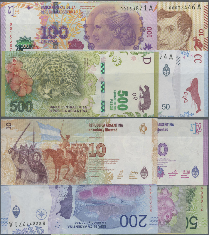 Argentina: Banco Central de la Republica Argentina, lot with 5 banknotes, contai...