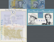 Australia: Reserve Bank of Australia 10 Dollars (19)96, P.52b, very low serial number AA 96 3353 in original folder, Condition: UNC.
 [differenzbeste...