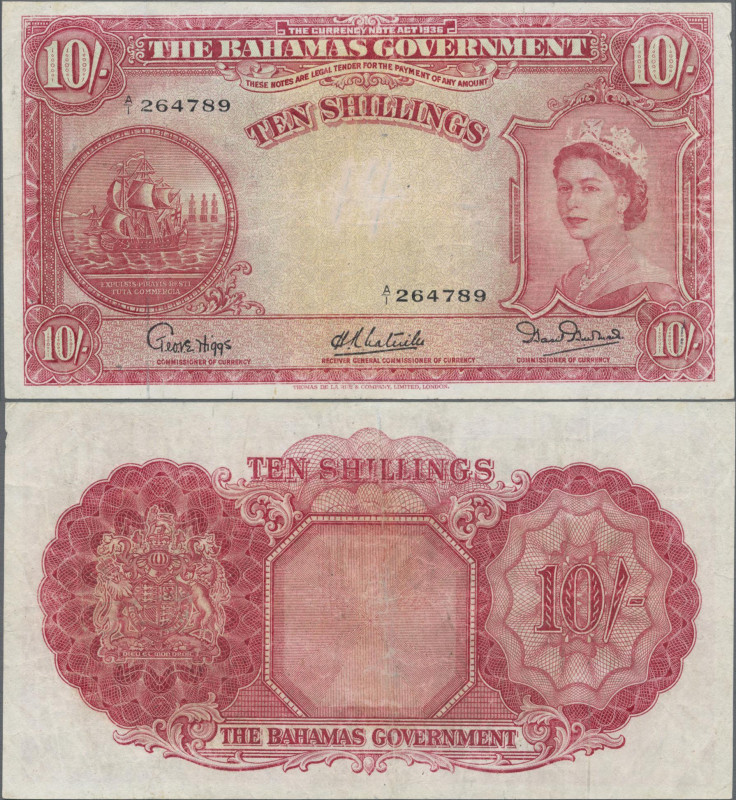 Bahamas: The Bahamas Government 10 Shillings L.1936 (1953), P.14a with signature...