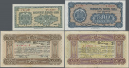 Bulgaria: Set with 4 banknotes, comprising for the Kingdom of Bulgaria 1000 Leva 1945 (P.67O, F+) and 5000 Leva 1945 (P.67P, F/F- with tiny border tea...