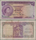 Ceylon: 5 Rupees 1952, P.51, nice and still fresh color note with some minor spots and creases in the paper. Condition: F+/VF
 [differenzbesteuert]