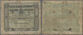 Ceylon: Asiatic Banking Corporation, KANDY Issue 10 Shillings 18xx, P.S106A, extraordinary rare without any price information in the catalog and only ...