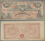 Colombia: Banco Nacional de la República de Colombia 50 Pesos 1900, P.279, almost perfect without stronger folds, just a soft diagonal bend and tiny b...