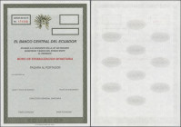 Ecuador: El Banco Central Del Ecuador ”Bono de Estabilizacion Monetaria” Bond remainder, printed by Giesecke & Devrient, S/N 474322, in condition: UNC...